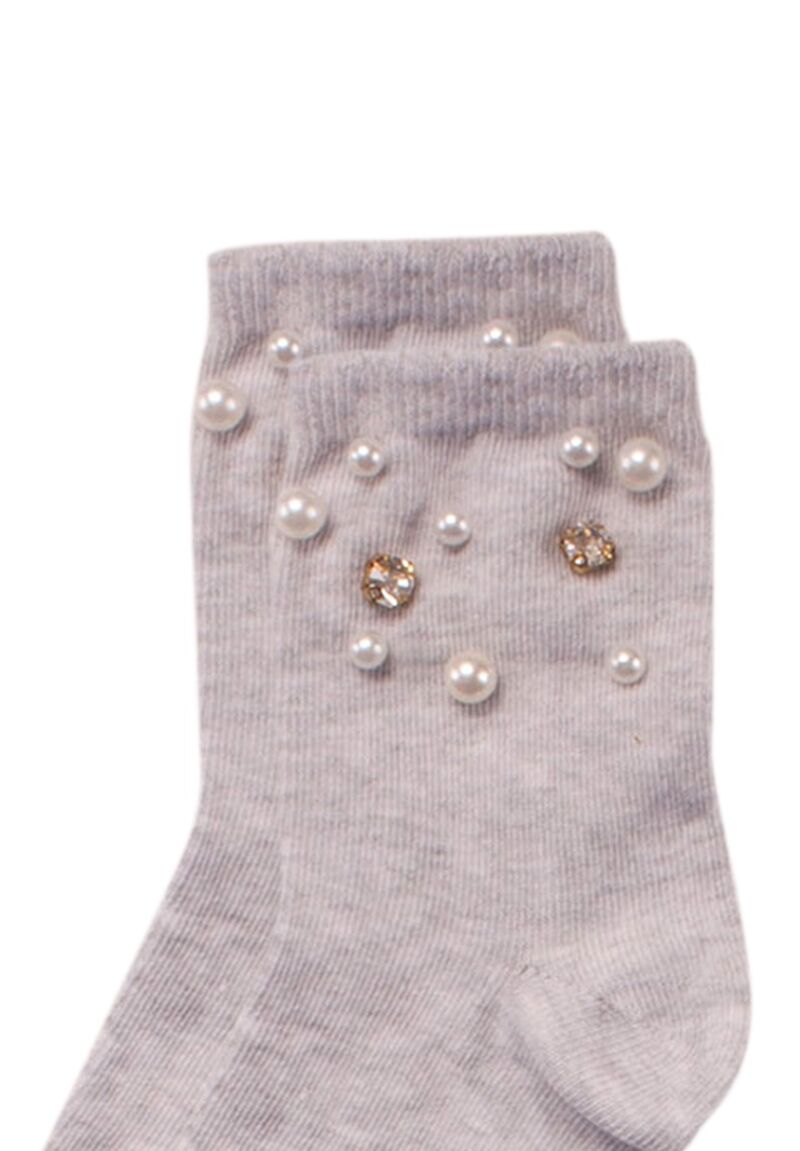 Κάλτσες παιδικές με πέρλες και στρας Grey