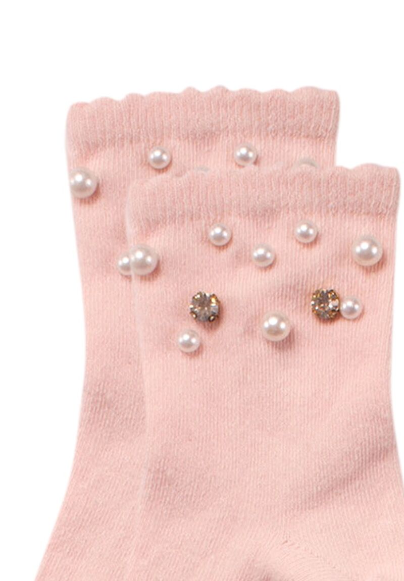 Κάλτσες παιδικές με πέρλες και στρας Pink
