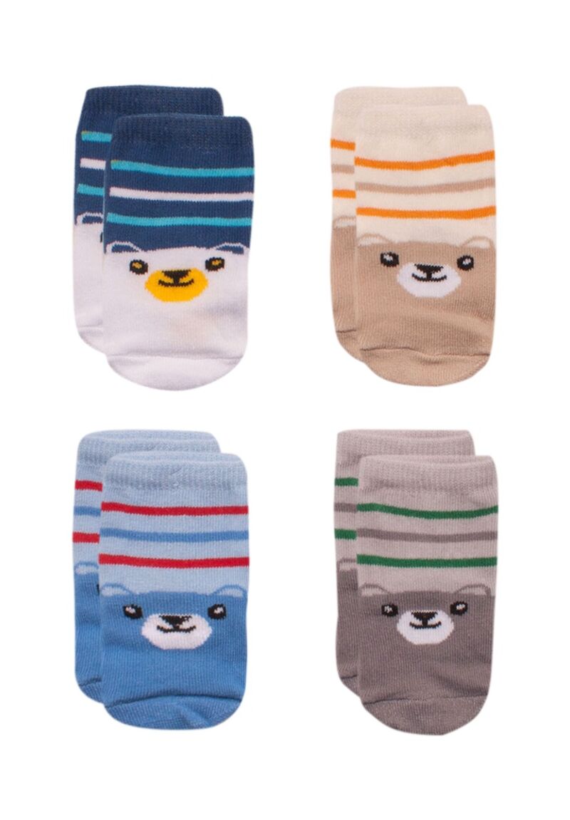 Καλτσάκια βρεφικά με σχέδια Bear 4 Τεμ.