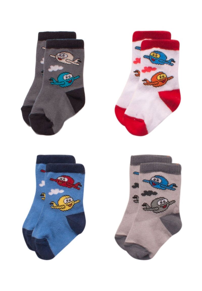 Καλτσάκια βρεφικά με σχέδια Little Planes 4 Τεμ.