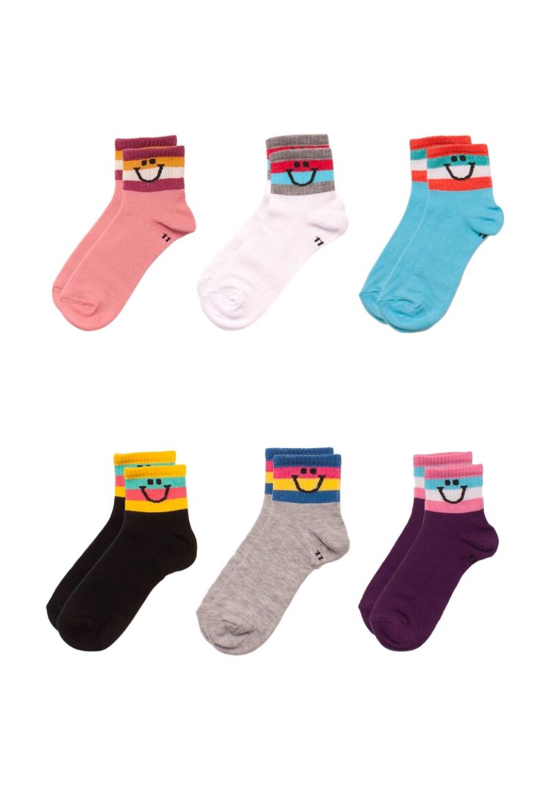 Κάλτσες ημίκοντες παιδικές Happy Faces 6 τεμ.