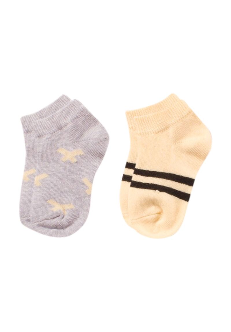 Σοσόνια παιδικά Biorganic από οργανικό βαμβάκι Grey & Yellow 2 Τεμ.