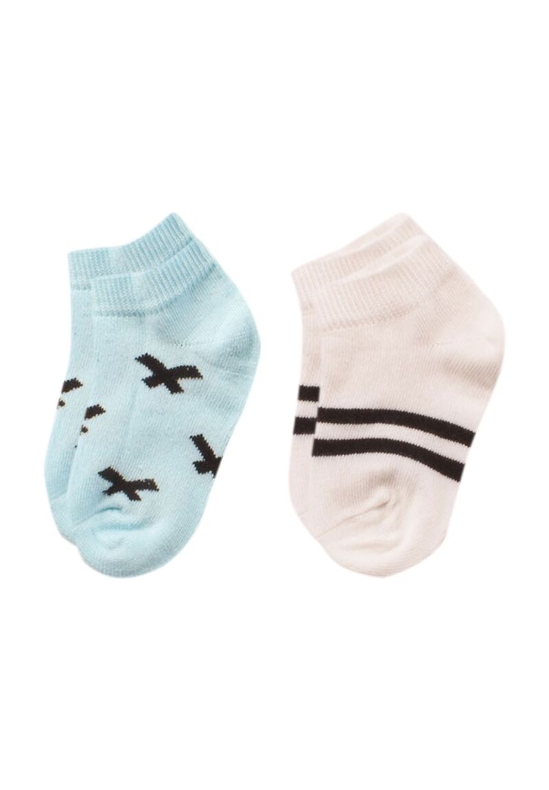 Σοσόνια παιδικά Biorganic από οργανικό βαμβάκι Blue & White 2 Τεμ.