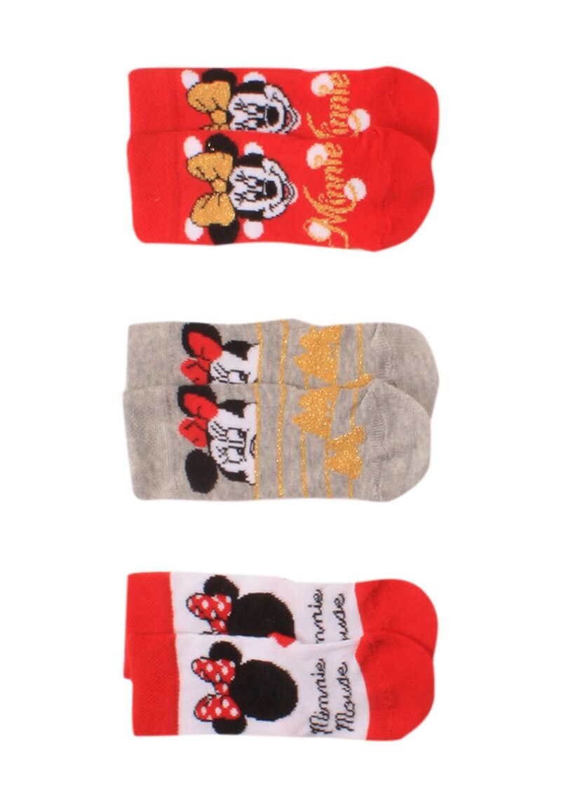 Καλτσάκια λεπτά Minnie Mouse Red 3 Τεμ.