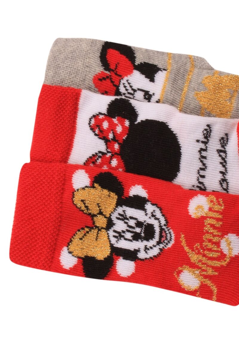 Καλτσάκια λεπτά Minnie Mouse Red 3 Τεμ.