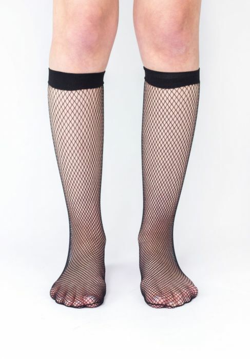 Κάλτσα μέχρι το γόνατο με σχέδιο μαύρο Rete Linea D'oro