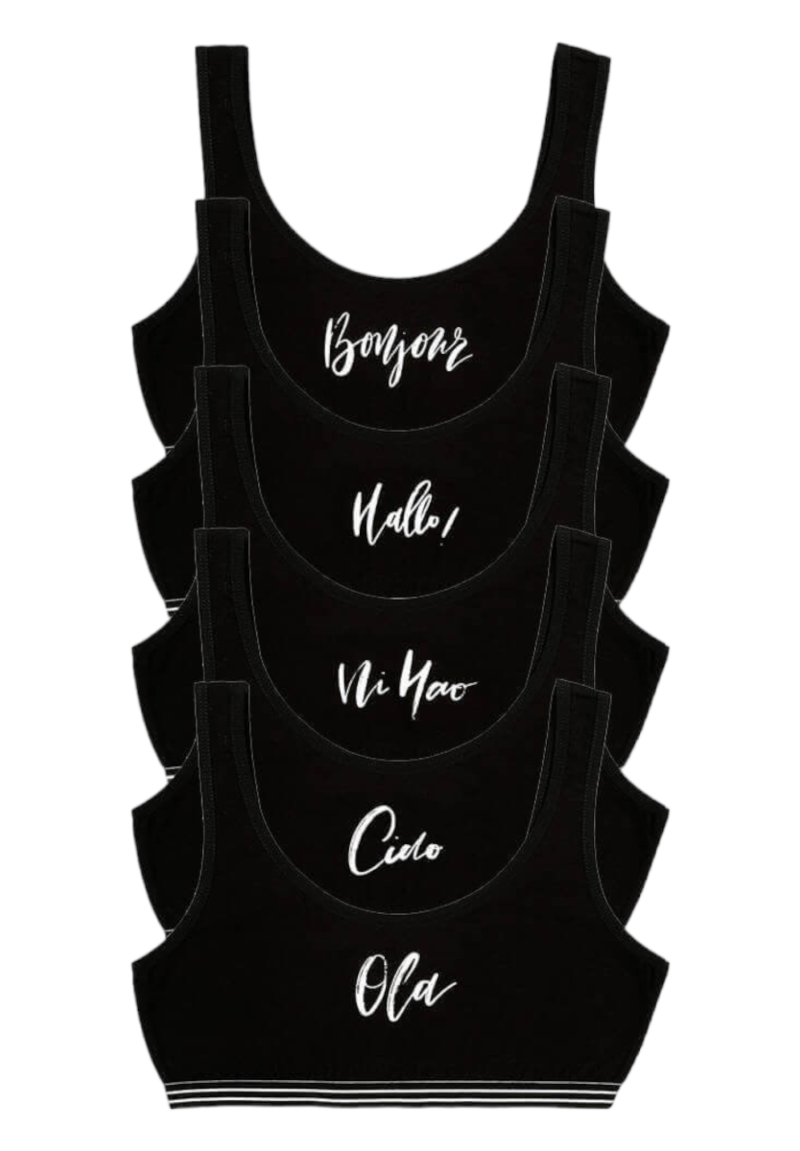 Μπουστάκια εφηβικά με φαρδιά τιράντα βαμβακερά Donella Hallo σε συσκευασία 5 τεμ.