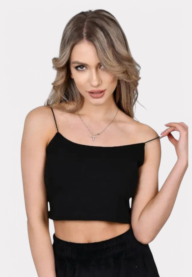 Φανελάκι γυναικείο βαμβακερό Berrak Crop Top μαύρο