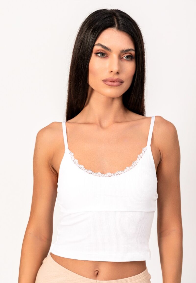 Crop Top μπλούζα με δαντέλα Rib Kota 