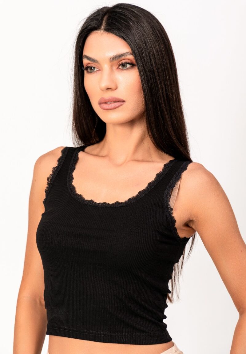 Crop Top με δαντέλα Rib Kota 