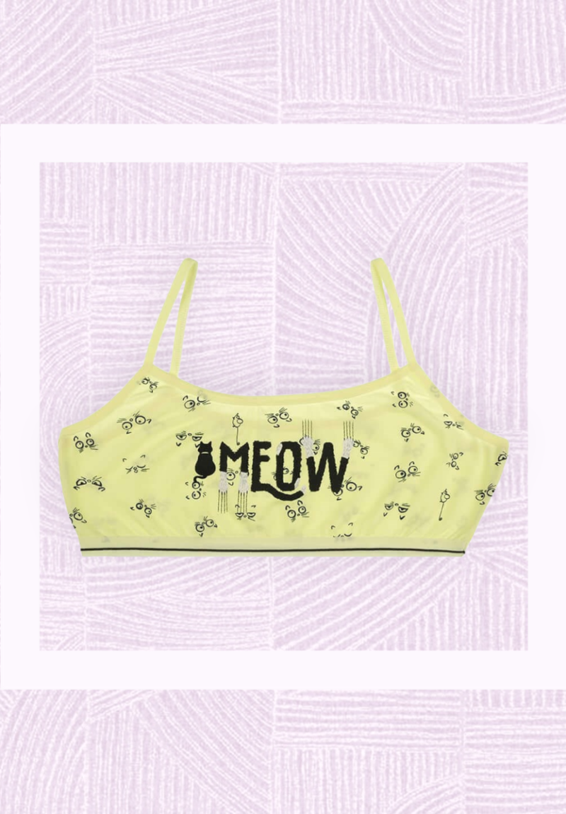 Μπουστάκια εφηβικά με λεπτή τιράντα βαμβακερά Donella Meow σε συσκευασία 5 τεμ.