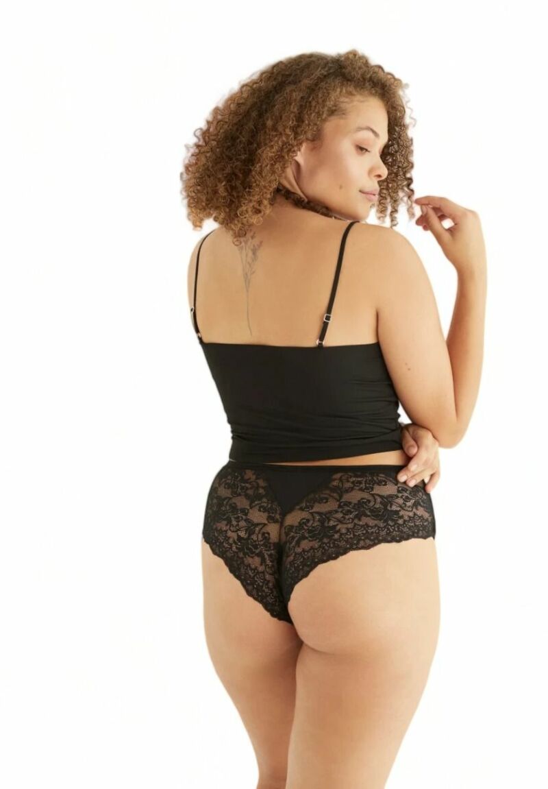 Brazil Slip με δαντέλα ψηλοκάβαλα Sexen Lisa Black 5 Tεμ.