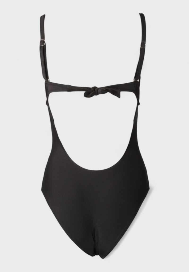 Γυναικείο Ολόσωμο Μαγιό με Διαφάνειες & Φιόγκο – Μαύρο