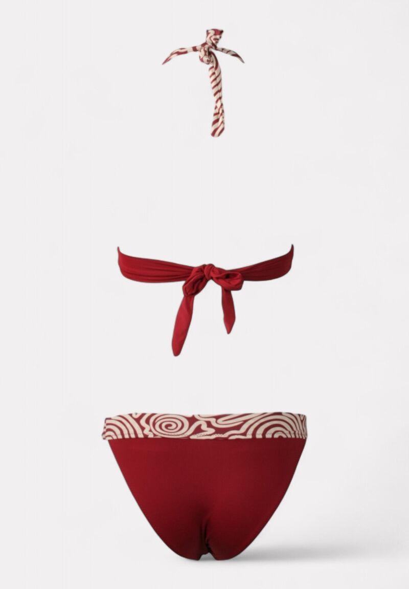 Γυναικείο Μπικίνι σε μπορντό-εκρού χρώμα Print