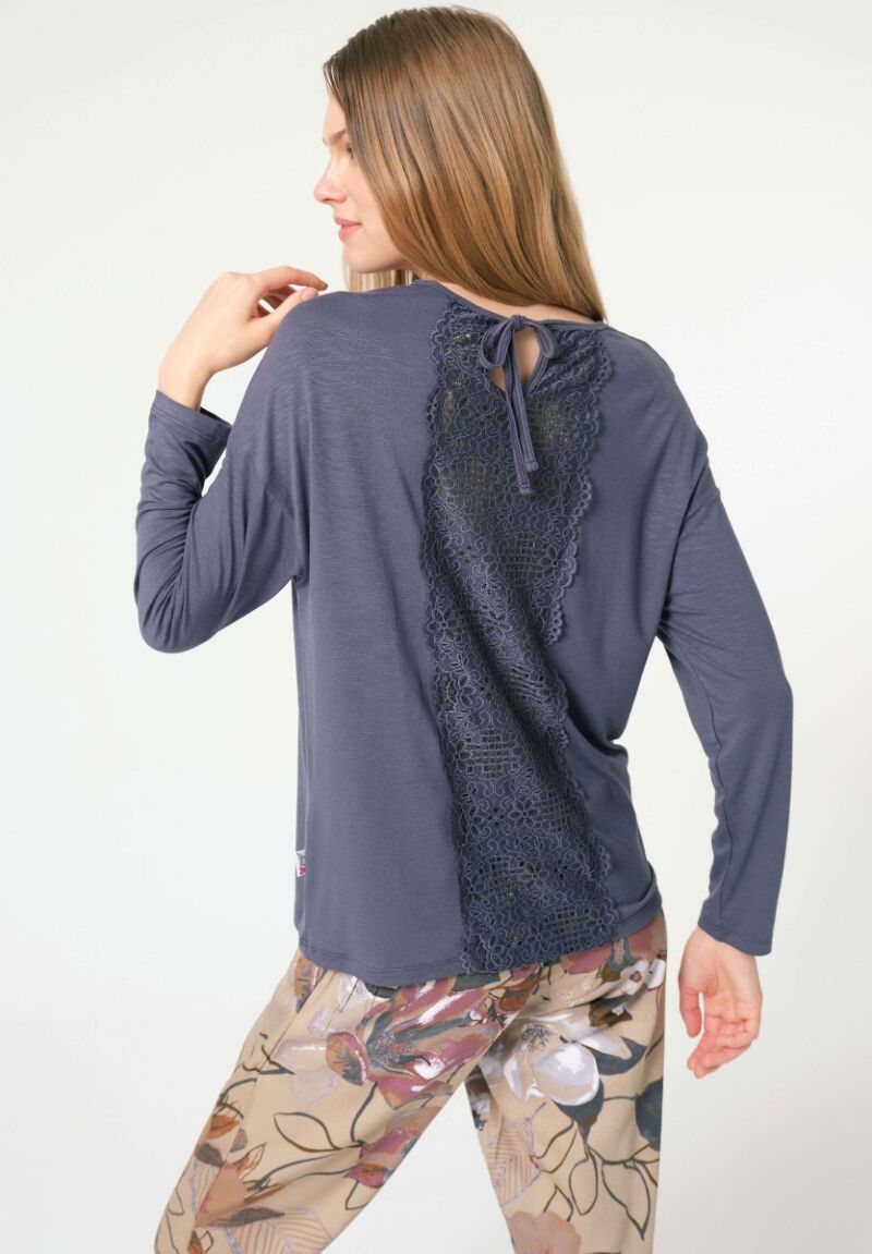 Πιτζάμα γυναικεία Anil Viscose με σχέδιο στην πλάτη Καφέ 