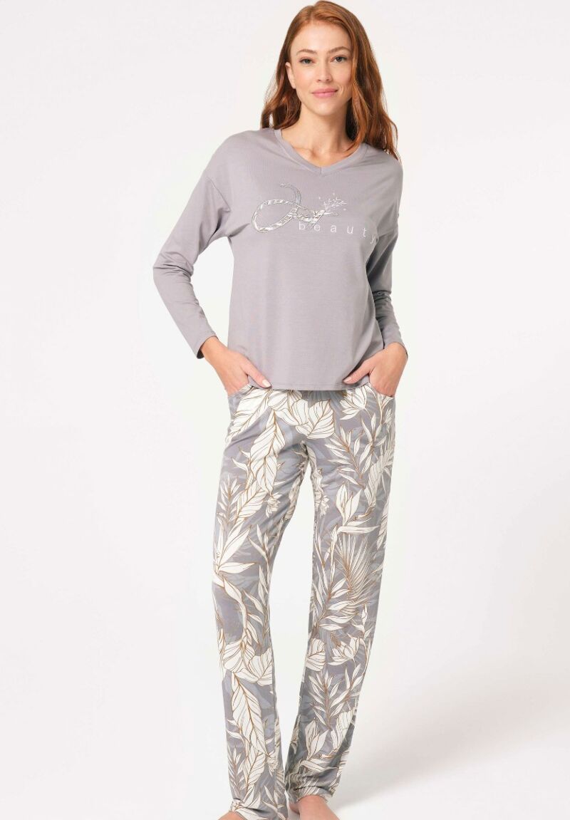 Πιτζάμα γυναικεία Anil Bamboo Beauty Γκρι 