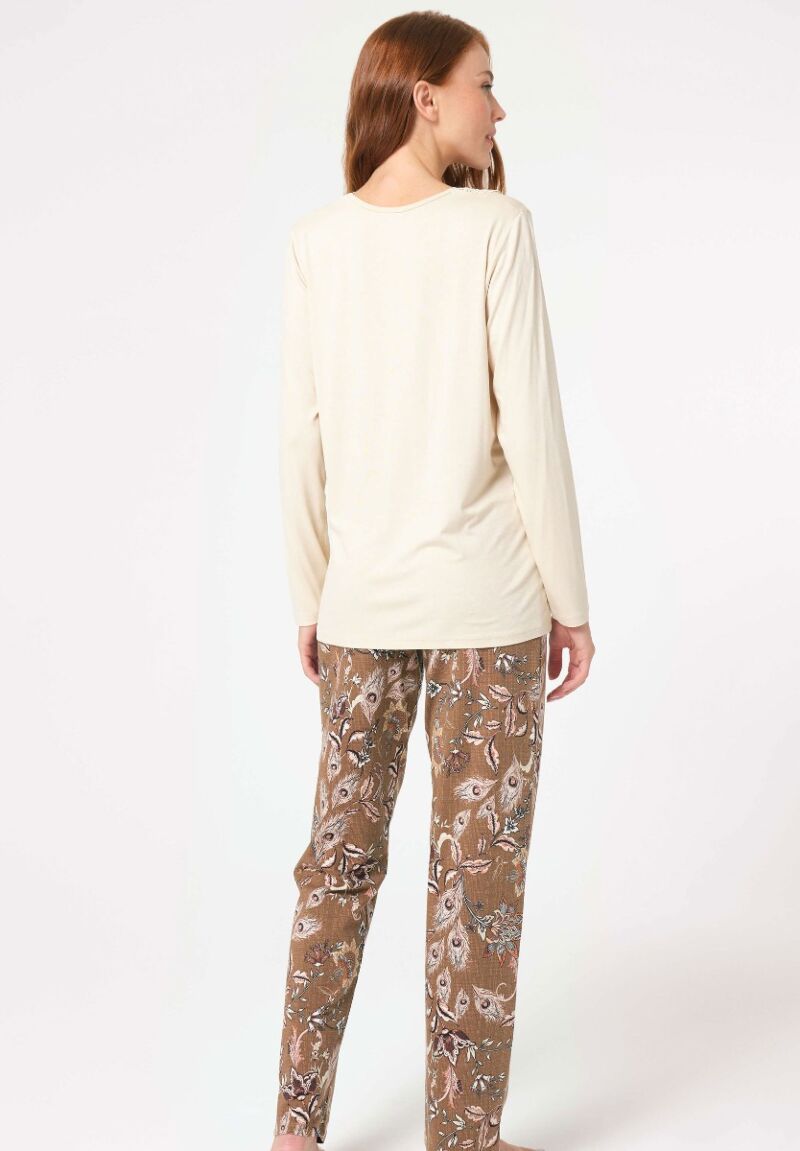 Πιτζάμα γυναικεία Anil Modal Danteli Εκρού 