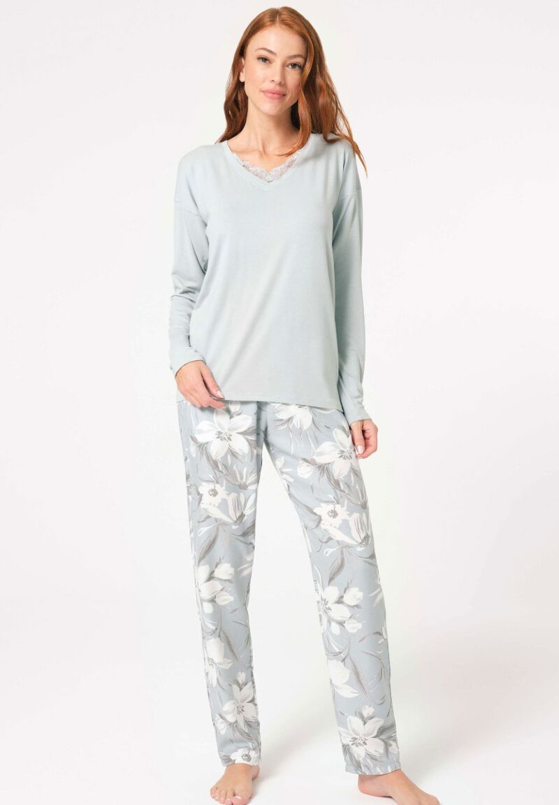 Πιτζάμα γυναικεία Anil Viscoze Floral Ice 