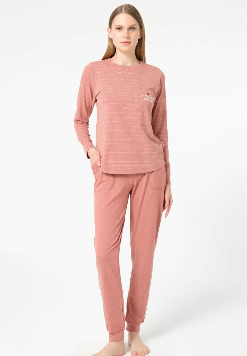 Πιτζάμα γυναικεία Anil Βαμβακερή To the Moon and Back Κεραμιδί 