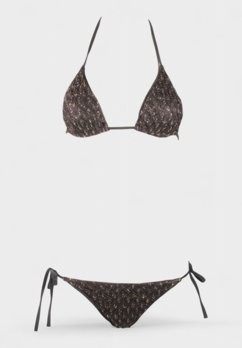 Μπικίνι Triangle Μαύρο με Χρυσή Δαντέλα