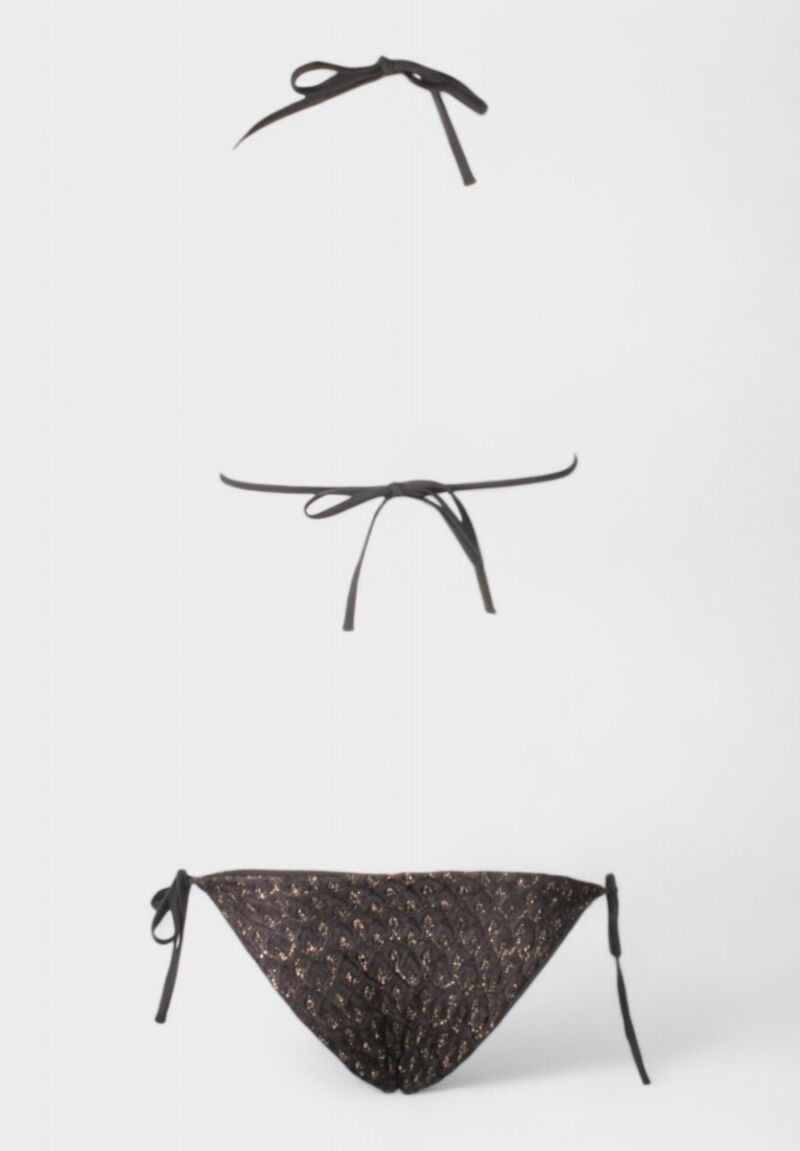 Μπικίνι Triangle Μαύρο με Χρυσή Δαντέλα