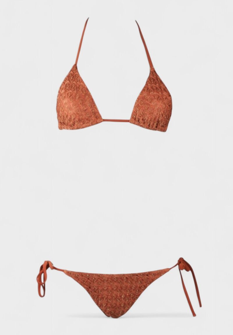 Μπικίνι Triangle Bronze με Χρυσή Δαντέλα