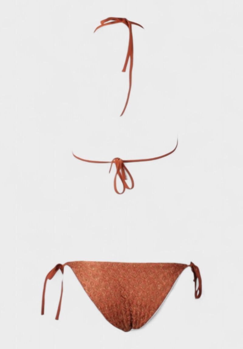 Μπικίνι Triangle Bronze με Χρυσή Δαντέλα
