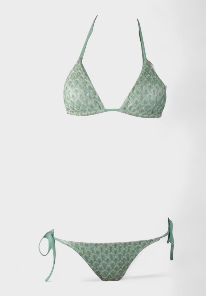 Μπικίνι Triangle Πράσινο με Χρυσή Δαντέλα