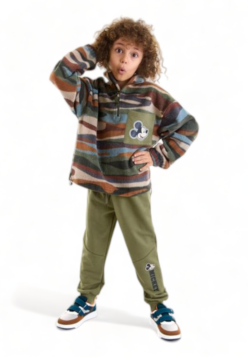 Φόρμα για αγόρι Cimpa Disney Mickey Mouse με fleece camo μπλούζα