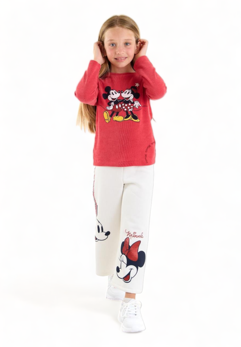 Σετ για κορίτσι βαμβακερό με Rib μπλούζα Cimpa Disney Minnie Mouse 