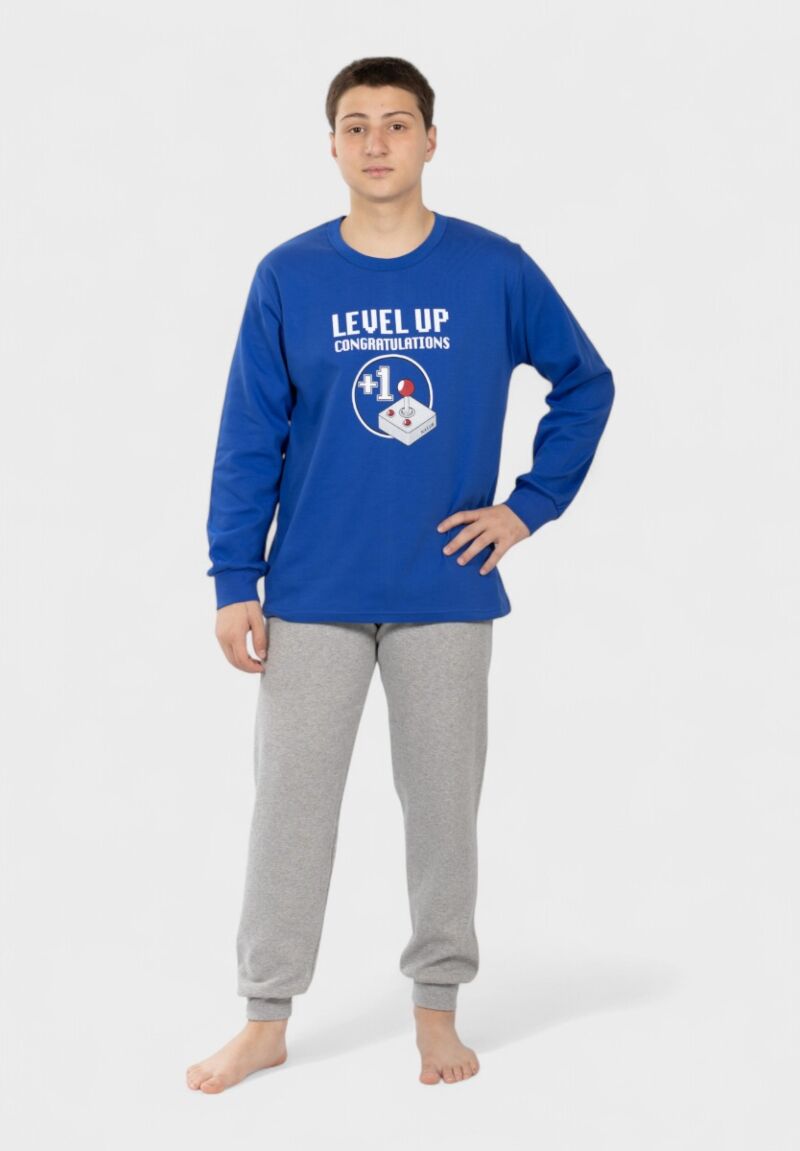 Εφηβική Πιτζάμα Nina Club Level Up Μπλε 100% Βαμβακερή