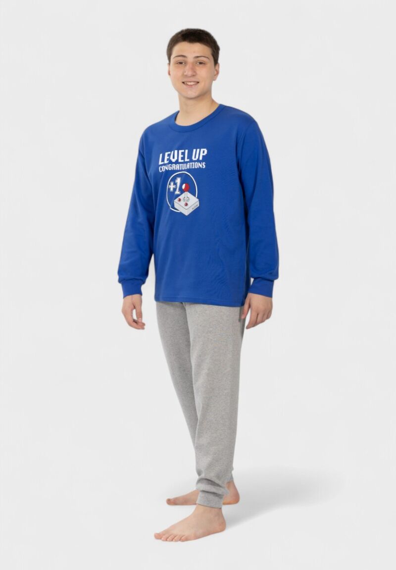 Εφηβική Πιτζάμα Nina Club Level Up Μπλε 100% Βαμβακερή