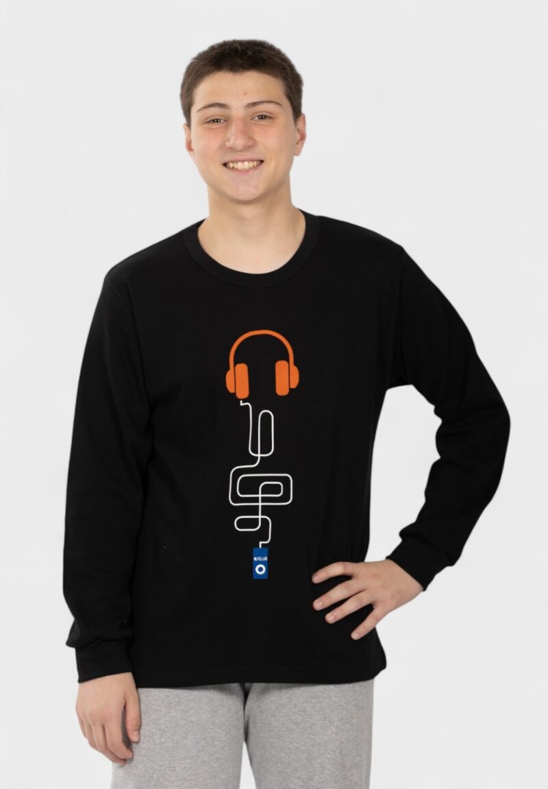 Εφηβική Πιτζάμα Nina Club Music Μαύρη – 100% Βαμβακερή