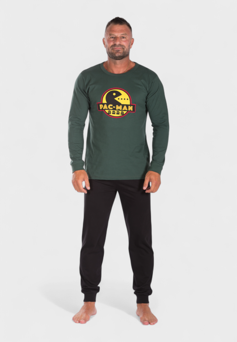 Πιτζάμα ανδρική βαμβακερή Nina Club Pac - Man Green