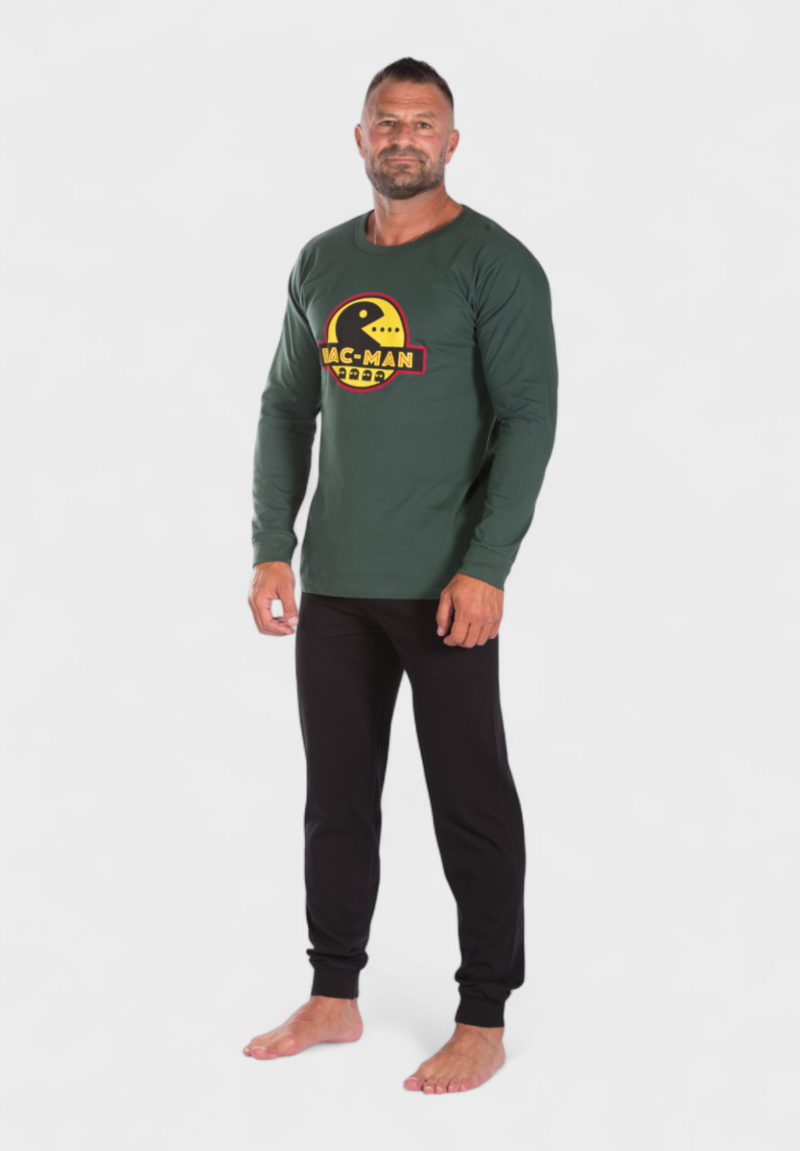 Πιτζάμα ανδρική βαμβακερή Nina Club Pac - Man Green