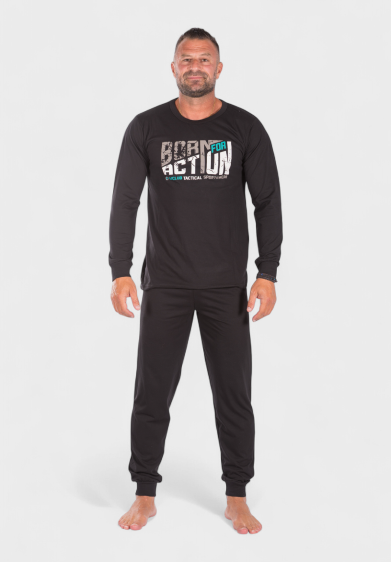 Πιτζάμα ανδρική βαμβακερή Nina Club Action Black