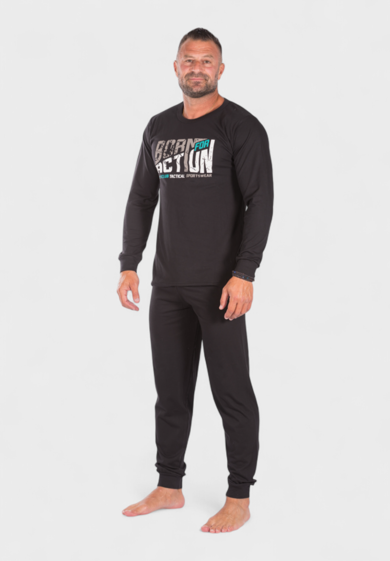 Πιτζάμα ανδρική βαμβακερή Nina Club Action Black