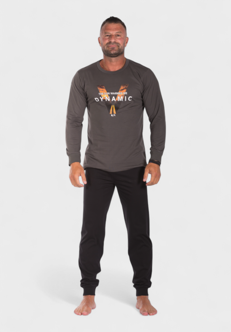 Πιτζάμα ανδρική βαμβακερή Nina Club Dynamic Dark Grey