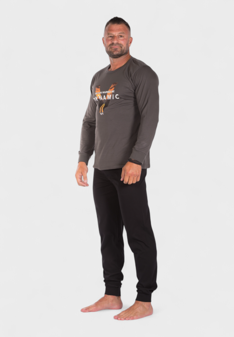 Πιτζάμα ανδρική βαμβακερή Nina Club Dynamic Dark Grey