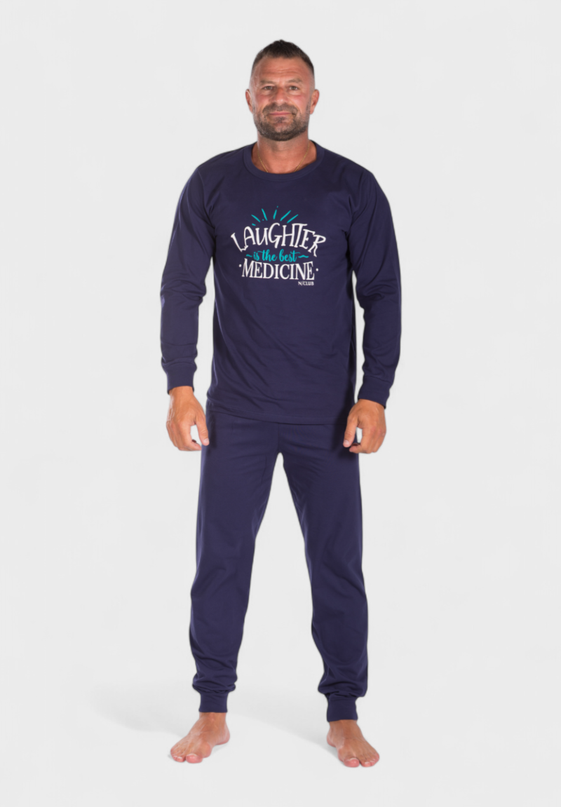 Πιτζάμα ανδρική βαμβακερή Nina Club Best Medicine Blue