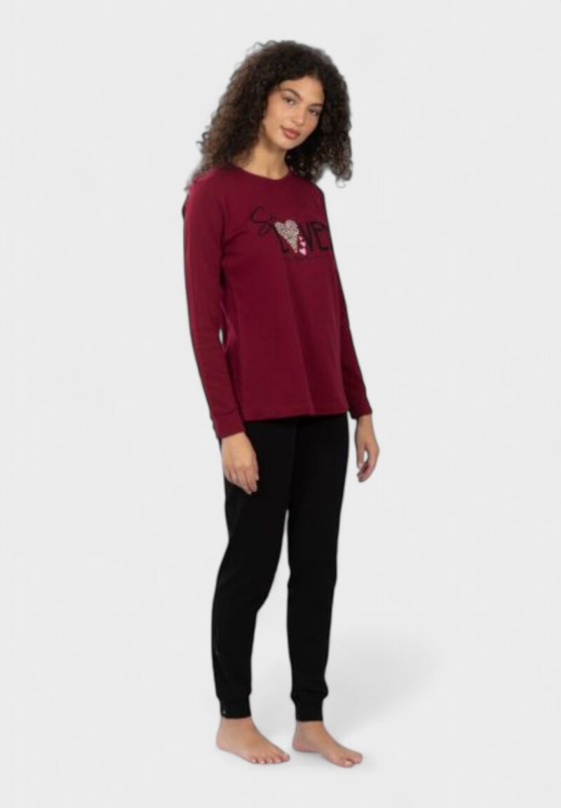 Γυναικεία Πιτζάμα So Loved 100% Βαμβακερή Μπορντό Nina Club