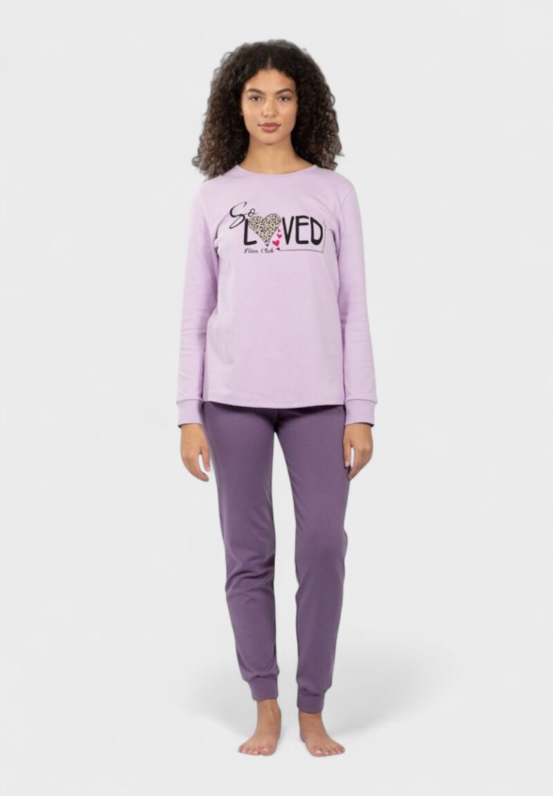 Γυναικεία Πιτζάμα So Loved 100% Βαμβακερή Λιλά Nina Club
