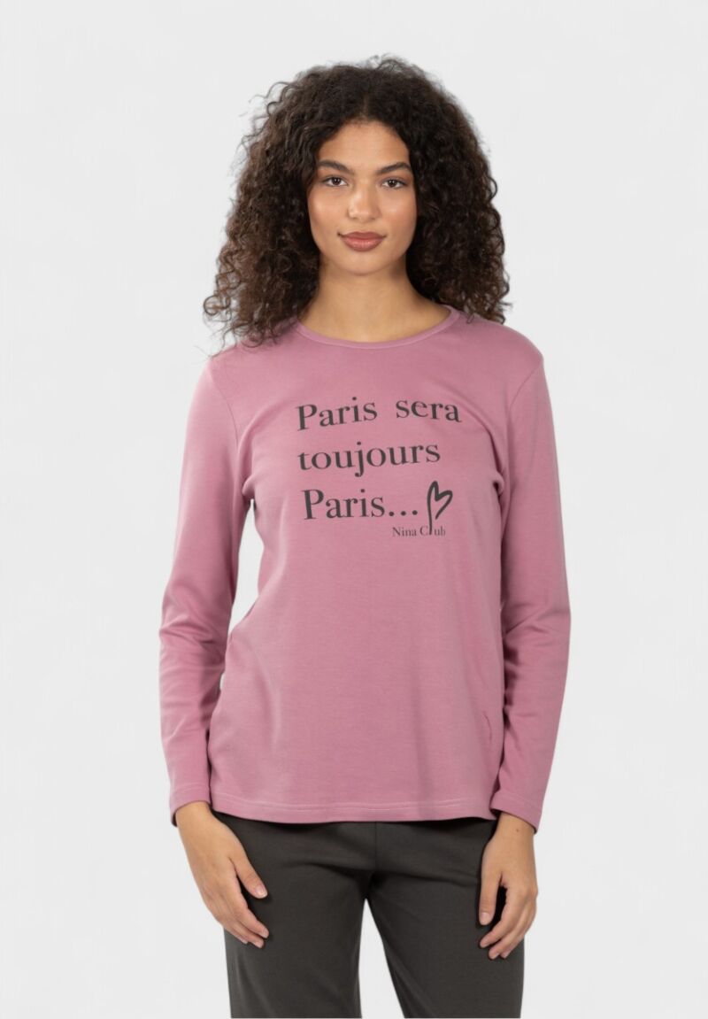 Γυναικεία Πιτζάμα Nina Club Paris Σάπιο Μήλο 100% Βαμβακερή