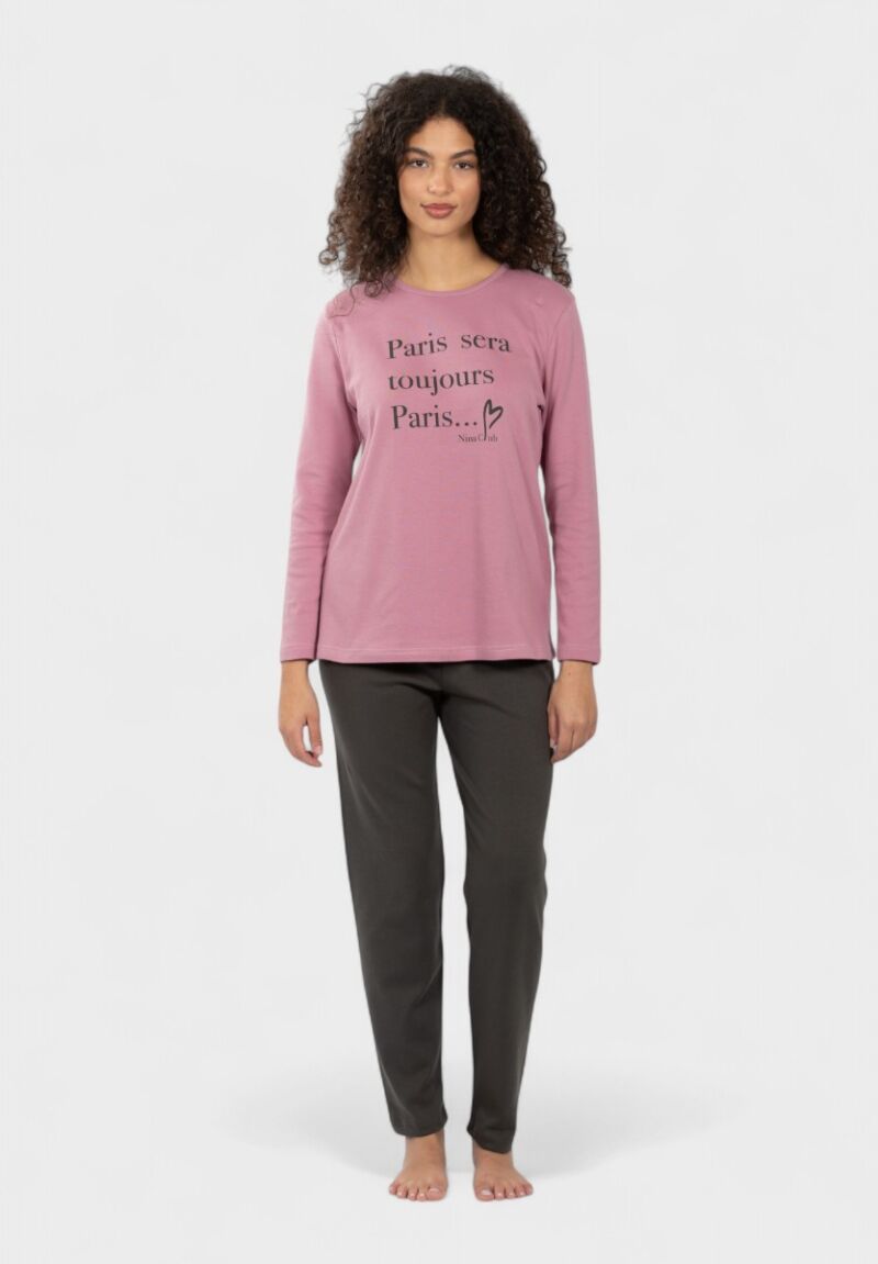 Γυναικεία Πιτζάμα Nina Club Paris Σάπιο Μήλο 100% Βαμβακερή