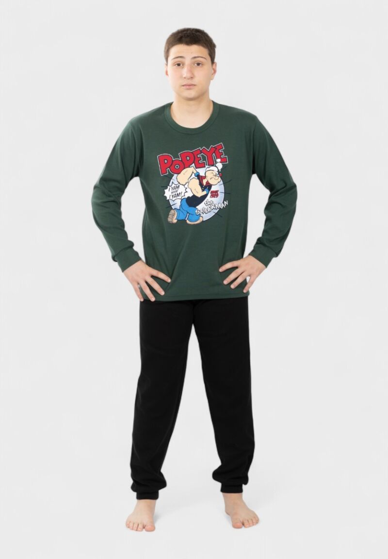 Εφηβική Πιτζάμα Nina Club Popeye Πράσινο 100% Βαμβακερή