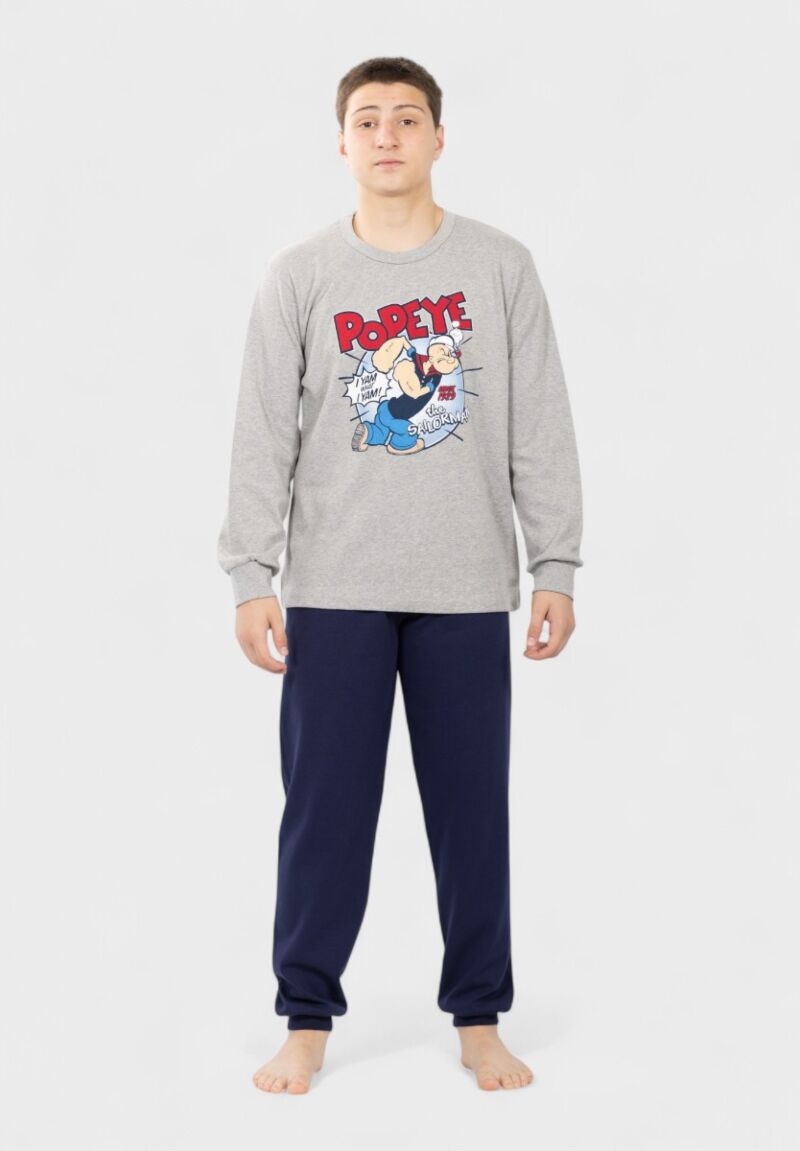 Εφηβική Πιτζάμα Nina Club Popeye Γκρι 100% Βαμβακερή