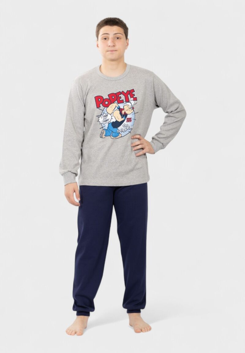 Εφηβική Πιτζάμα Nina Club Popeye Γκρι 100% Βαμβακερή