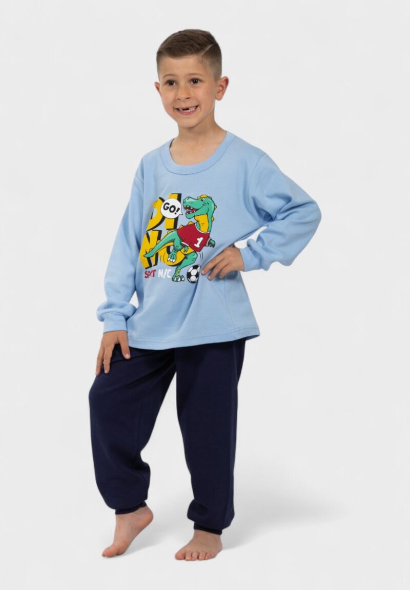 Παιδική Πιτζάμα Nina Club Dino Σιελ – 100% Βαμβακερή