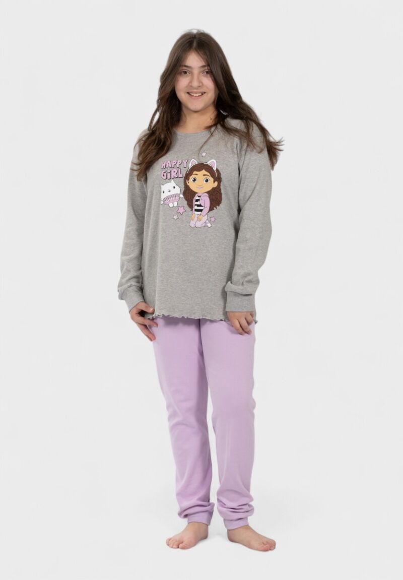 Πιτζάμα για Κορίτσι Happy Girl Γκρι Nina Club| 100% Βαμβάκι