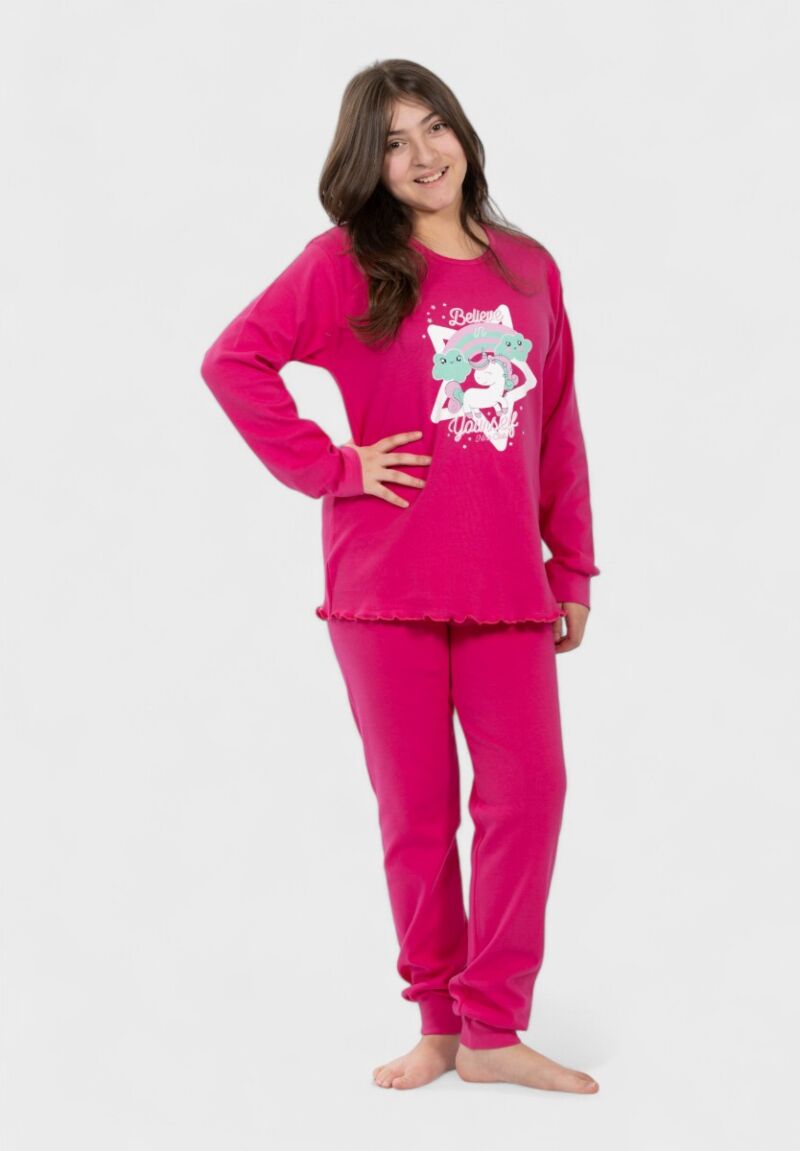 Πιτζάμα για Κορίτσι Unicorn Φούξια Nina Club| 100% Βαμβάκι